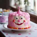 A beautifully decorated Barbie cake featuring a doll in a pink frosting gown with elegant piping details.