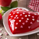 A beautifully decorated heart-shaped cake with pink frosting, piped rosettes, and sprinkles, perfect for Valentine's Day or special celebrations.